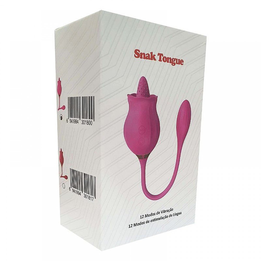 VIBRADOR PONTO G E CLITORIS SNAK TONGUE 8286 Snak - 12 modos de estimulação da Língua e 12 Modos de vibração do bullet. VIBRADOR PONTO G E CLITORIS SNAK TONGUE 8286