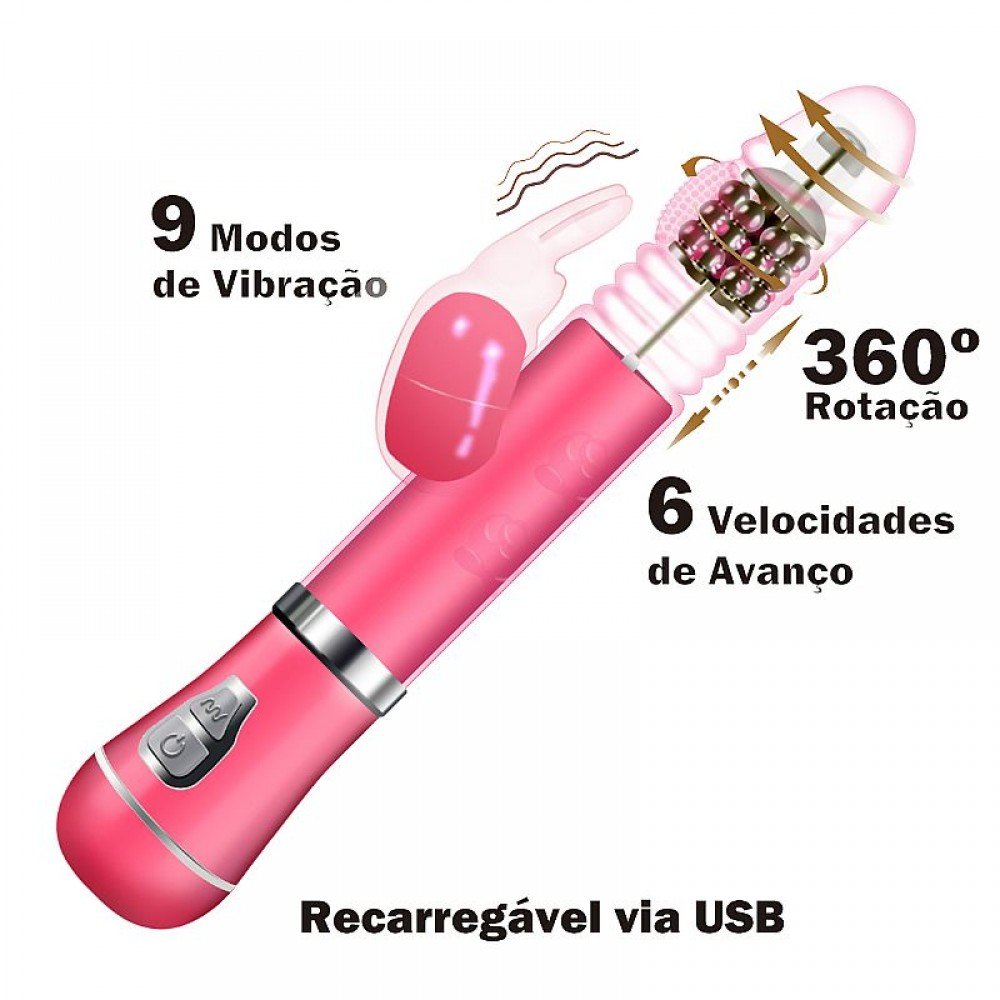 ROTATIVO RECAREGAVEL COM VAI E VEM 8431 Vibrador Rotativo, feito em material macio e de fácil limpeza. ROTATIVO RECAREGAVEL COM VAI E VEM 8431