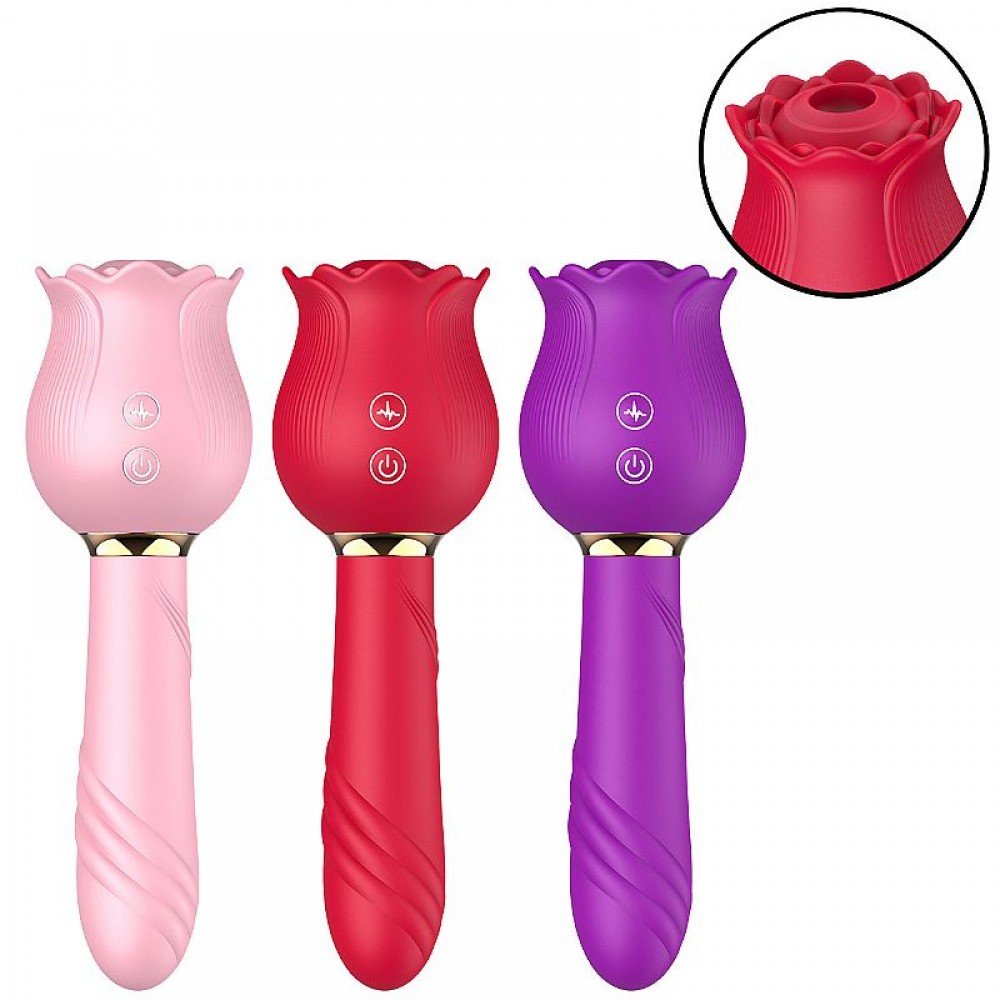 VIBRADOR COM PULSAÇÃO ROSA CARMIM 8881 Vibrador de Ponto G e Clitóris / Rosa com Pulsação - Carmim - SIVibrador de ponto G e clitóris com formato de Rosa - 12 modos de pulsação. VIBRADOR COM PULSAÇÃO ROSA CARMIM 8881