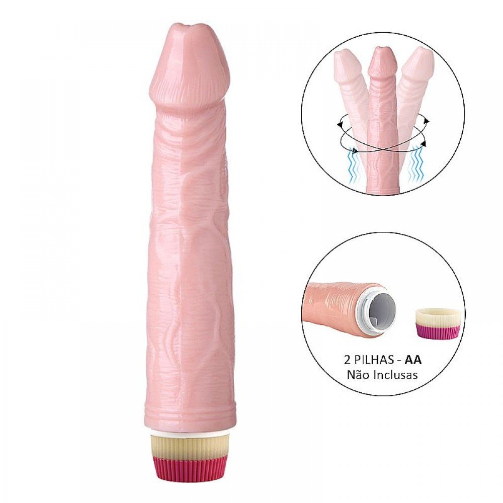 PENIS REALISTICO ROTATIVO COM VIBRAÇÃO 8222 Prótese realística em forma de pênis, confeccionado em silicone possui glande definida, textura de veias, para penetrações em ângulo reto. PENIS REALISTICO ROTATIVO COM VIBRAÇÃO 8222