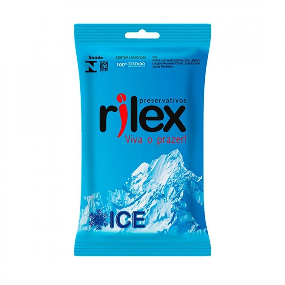 PRESERVATIVO LUBRIFICADO RILEX ICE 3UN Já pensou sentir sensações geladinhas e arrepios durante a relação? PRESERVATIVO LUBRIFICADO RILEX ICE 3UN