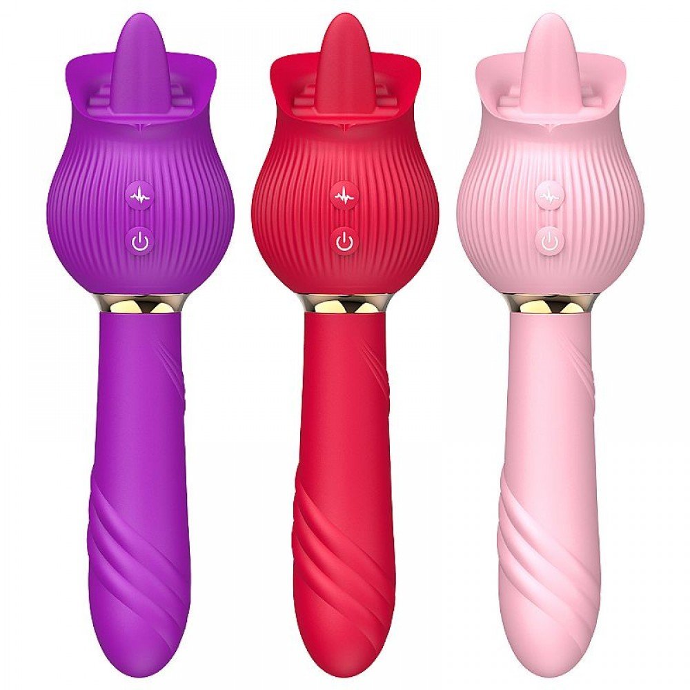 ROSA KIRA VIBRADOR LINGUA 8882 Vibrador de ponto G e clitóris com formato de Rosa de Língua - 12 modos de estimulação de Língua. ROSA KIRA VIBRADOR LINGUA 8882