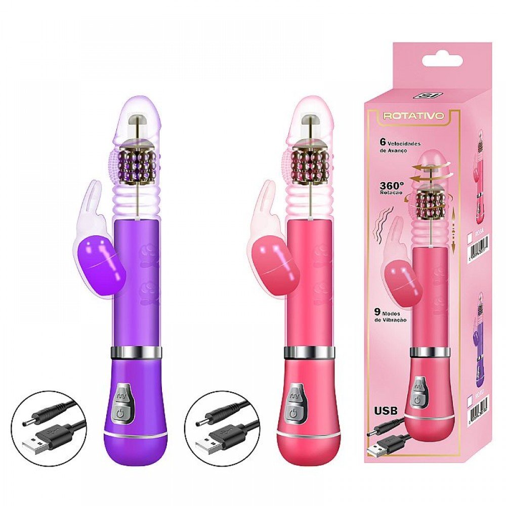 ROTATIVO RECAREGAVEL COM VAI E VEM 8431 Vibrador Rotativo, feito em material macio e de fácil limpeza. ROTATIVO RECAREGAVEL COM VAI E VEM 8431