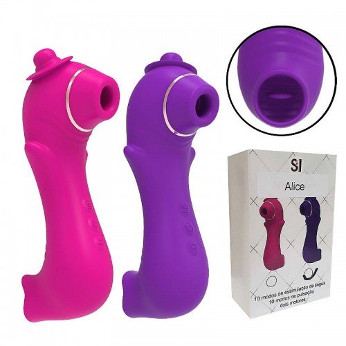 VIBRADOR DE CLITORIS COM ESTIMULADOR DE LINGUA E PULSAÇÃO ALICE 8366