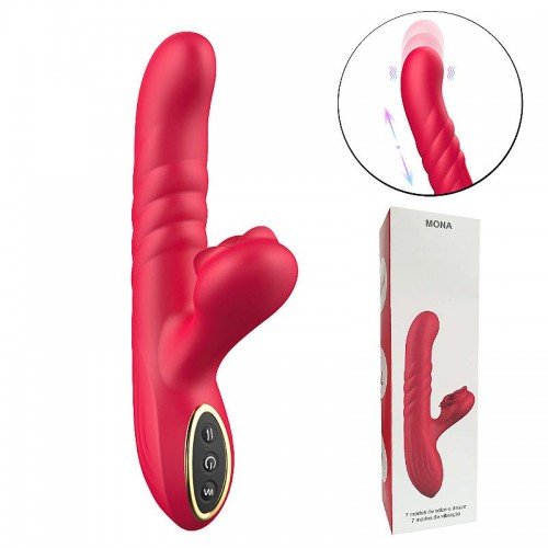 VIBRADOR MONA PONTO G E CLITORIS COM PULSAÇÃO E VAI VEM 8506