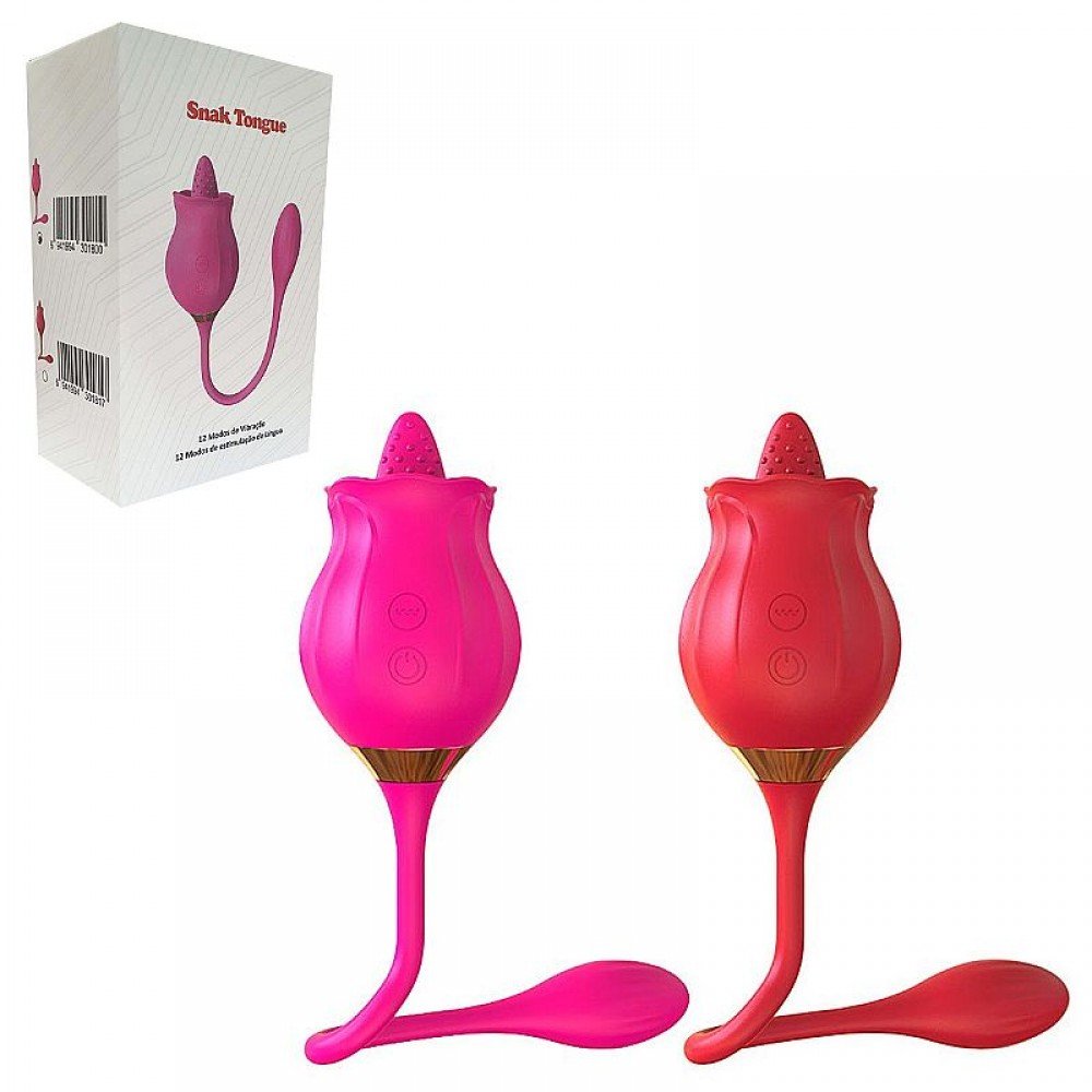 VIBRADOR PONTO G E CLITORIS SNAK TONGUE 8286 Snak - 12 modos de estimulação da Língua e 12 Modos de vibração do bullet. VIBRADOR PONTO G E CLITORIS SNAK TONGUE 8286