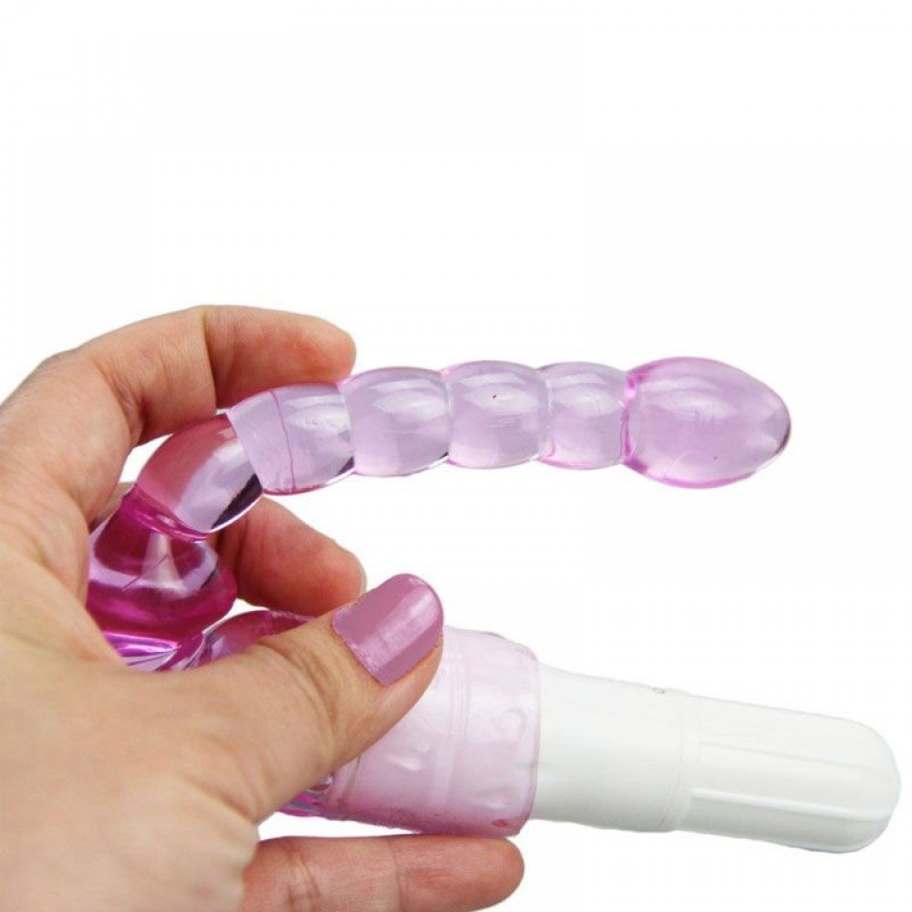 VIBRADOR EM JELLY 5104 Estimulador anal e vaginal com textura anelar. VIBRADOR EM JELLY 5104