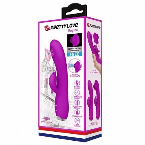 VIBRADOR DE PONTO G  E SUGADOR - REGINA - PRETTY LOVE
