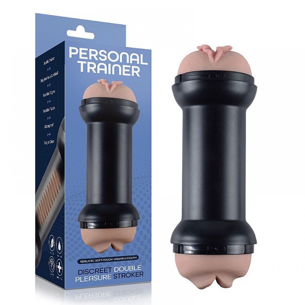MASTURBADOR LANTERNA - VAGINA E BOCA EM CYBERSKIN Masturbador duplo Boca e vaginal em formato de halteres, confeccionado em TPR. MASTURBADOR LANTERNA - VAGINA E BOCA EM CYBERSKIN