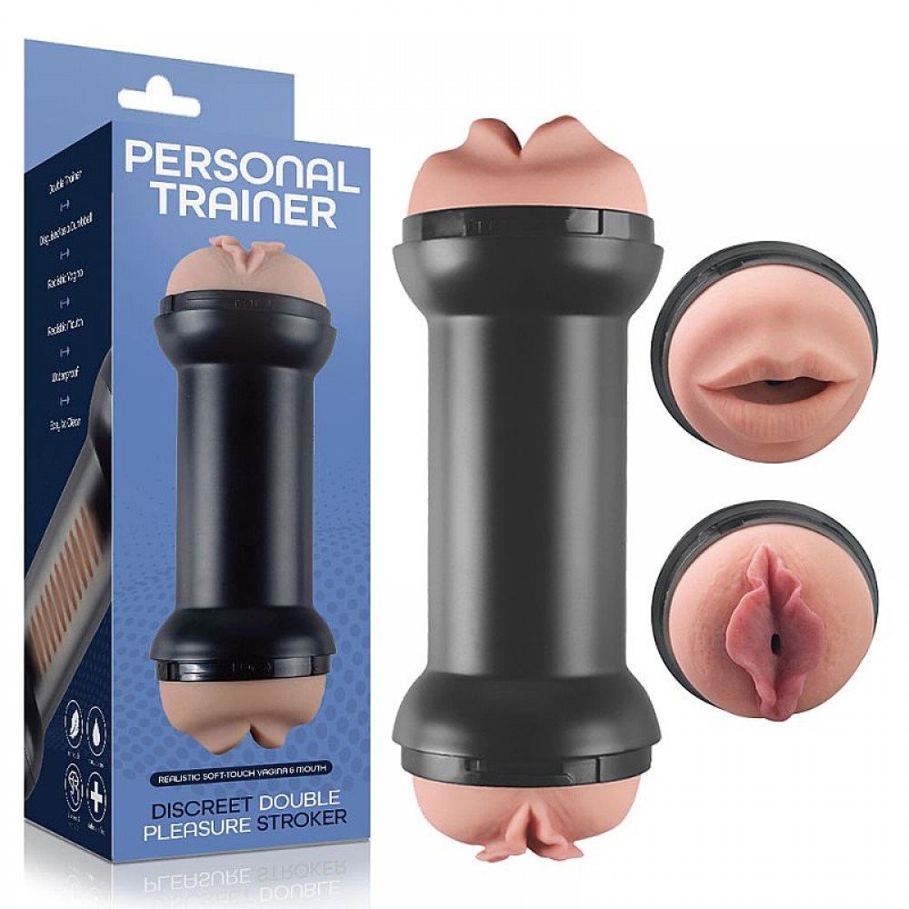 MASTURBADOR LANTERNA - VAGINA E BOCA EM CYBERSKIN Masturbador duplo Boca e vaginal em formato de halteres, confeccionado em TPR. MASTURBADOR LANTERNA - VAGINA E BOCA EM CYBERSKIN