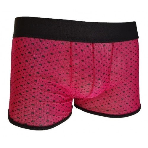 CUECA BOXER EM TULE RESPIRAVEL ROSA COM PRETO