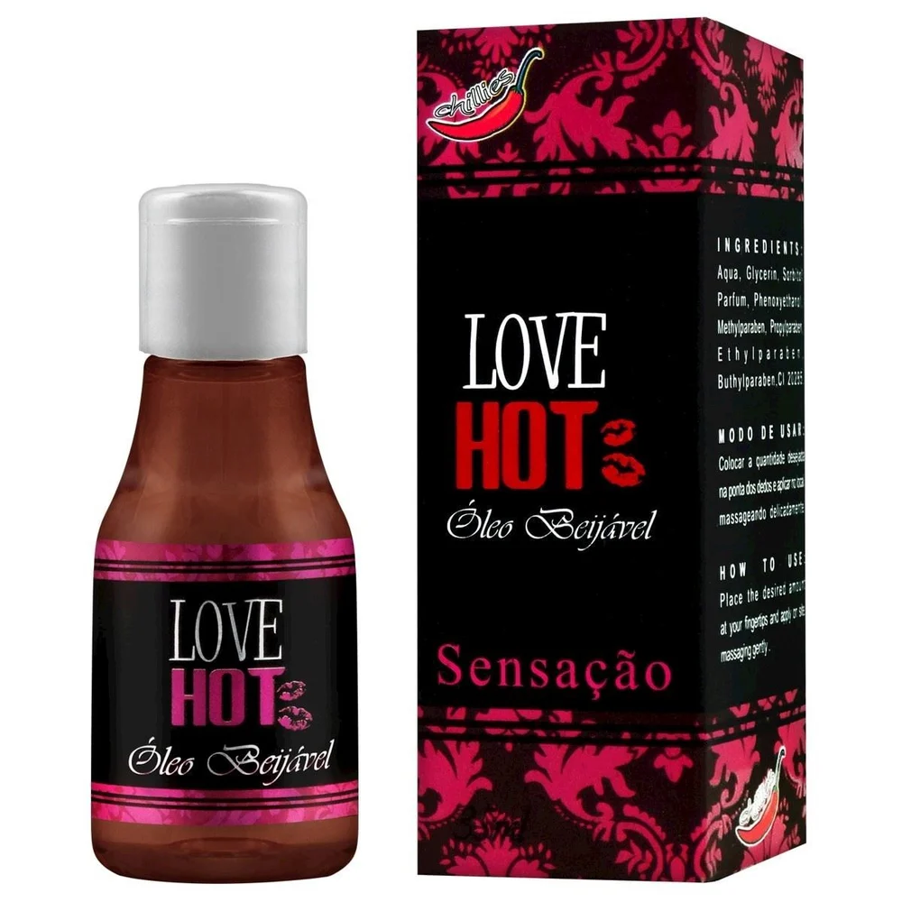 LOVE OLEO BEIJAVEL DE SENSAÇÃO 35ML CHILLIES Love É um óleo lubrificante, hidratante e um delicioso excitante beijável, recomendado para as preliminares, tendo um ótimo sabor, deixando sua noite maravilhosa, pois suas sensações vão te enlouquecer de praze LOVE OLEO BEIJAVEL DE SENSAÇÃO 35ML CHILLIES