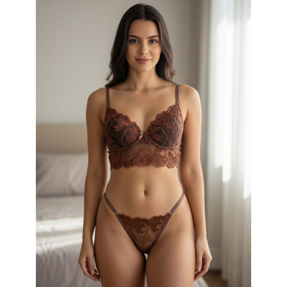 CONJUNTO TENTAÇÃO LUXO 1525 MARRON