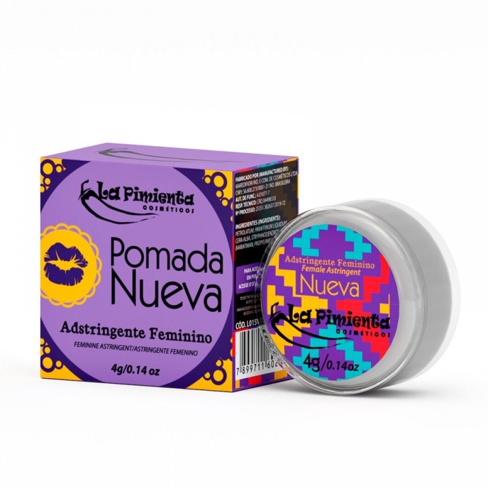NUEVA POMADA ADISTRIGENTE 4G A Pomada Nuevas é um creme Adstringente, que tem como função encolher o canal da vagina, trazendo a impressão de redução do órgão no ato da relação, fazendo você sentir como se fosse a primeira vez, deixando sua noite muito pr NUEVA POMADA ADISTRIGENTE 4G