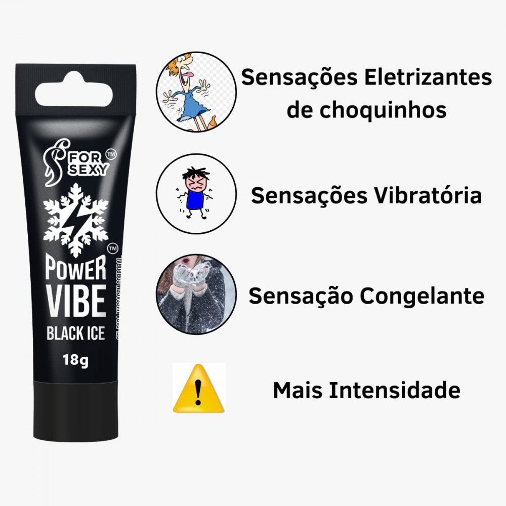 POWER VIBE BLACK GEL EXCITANTE 18GRS Pensado especialmente para os parceiros que adoram um friozinho, o creme para massagem Power Vibe traz aquela deliciosa sensação congelante. POWER VIBE BLACK GEL EXCITANTE 18GRS