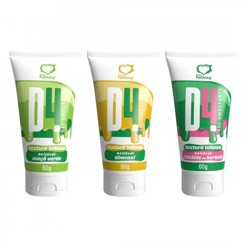 D4 GEL UMECTANTE BEIJAVEL 60GRS O D4 Gel Umectante Beijável Com Textura Leitosa é um gel deslizante com cor e textura que imita uma ejaculação real e ainda possui um sabor delicioso. D4 GEL UMECTANTE BEIJAVEL 60GRS
