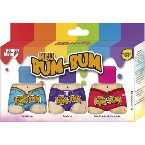 MEU BUM BUM KIT COM BEIJO GREGO, CONFORTO E LUBRIFICANTE PARA SEXO ANAL