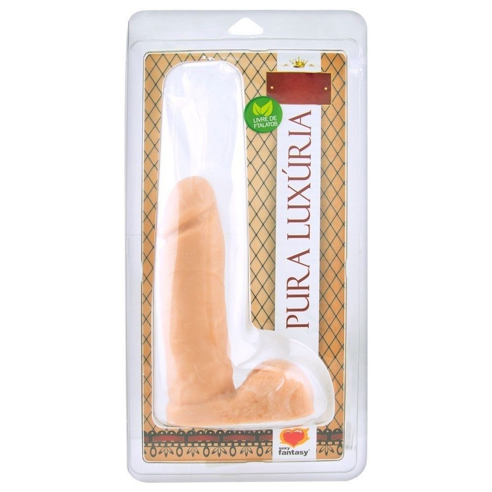 PRÓTESE MACIÇA COM ESCROTO 20 X 4,5CM SEXY FANTASY PA021 Blister abre e fecha personalizado com folder exclusivo. PRÓTESE MACIÇA COM ESCROTO 20 X 4,5CM SEXY FANTASY PA021