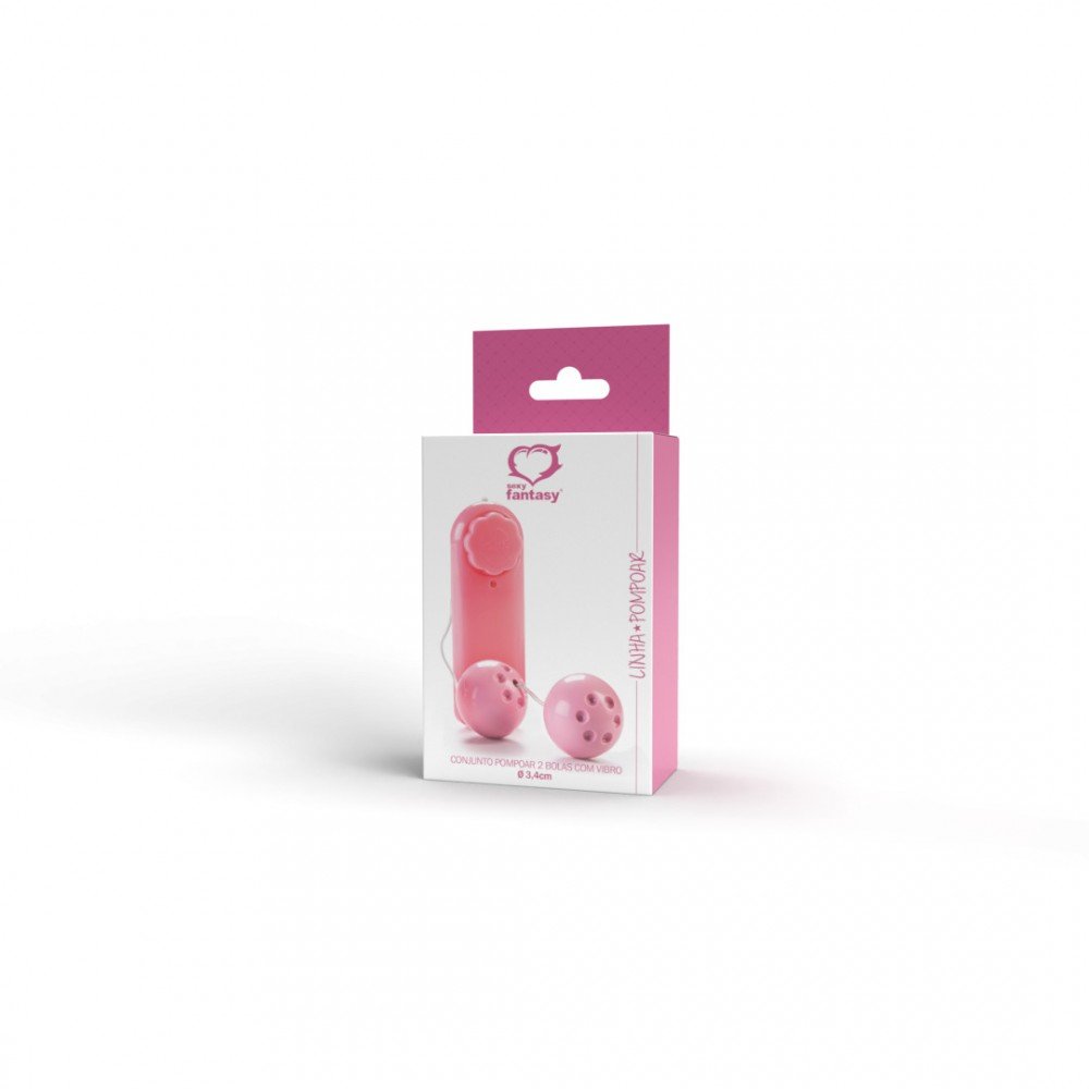 CONJUNTO POMPOAR COM VIBRO E 02 BOLAS 196 O Conjunto de Pompoar com Vibro é formado por 2 bolas vibratórias com 3,4cm de diâmetro cada, feitas de material resistente e de formato anatômico, unidas por um cordão de silicone. CONJUNTO POMPOAR COM VIBRO E 02 BOLAS 196