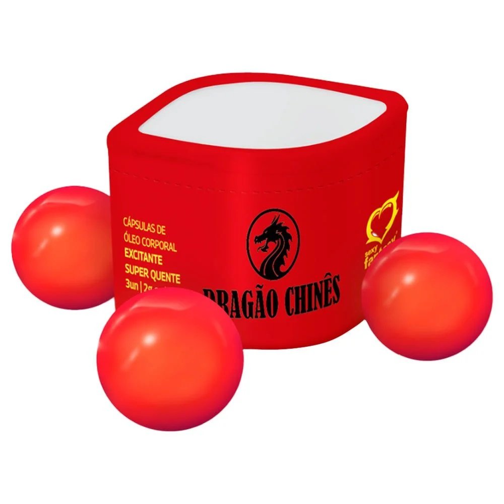 DRAGÃO CHINÊS BOLINHA QUE ESQUENTA 3G SEXY FANTASY O Dragão Chinês agora veio na versão bolinha para te deixar ainda mais doida (o), a bolinha possui ingredientes que deixarão as suas noites bem mais quentes, pois a sua principal função é esquentar e exci DRAGÃO CHINÊS BOLINHA QUE ESQUENTA 3G SEXY FANTASY