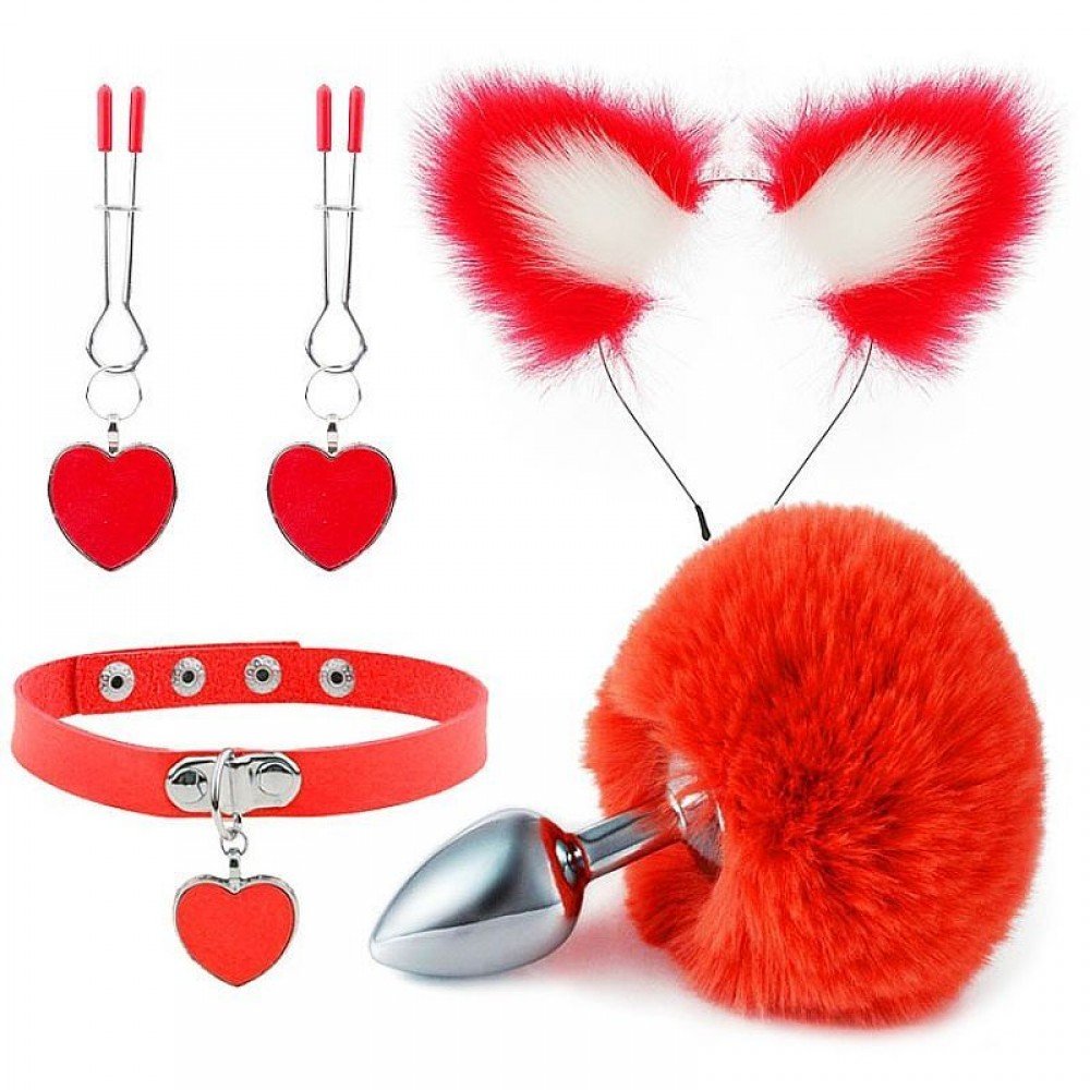 KIT RABO DE COELHO COM TIARA DE ORELHAS 7340 Plug Anal Rabo de Coelho em aço com formato cônico que facilita a penetração, produzido em aço inoxidável e polido a mão,com calda na base extremamente macia, similar a um rabo de raposa. KIT RABO DE COELHO COM TIARA DE ORELHAS 7340