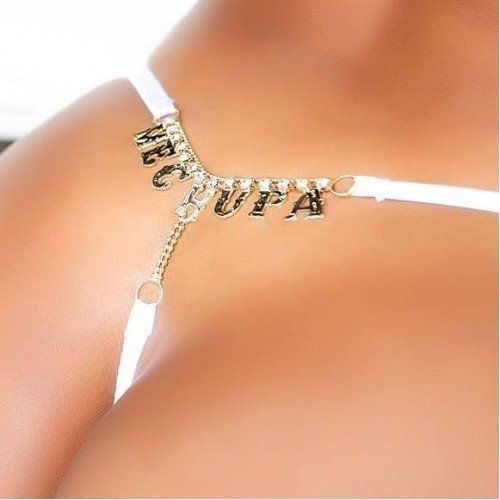 CALCINHA STRASS FRASE BRANCA 