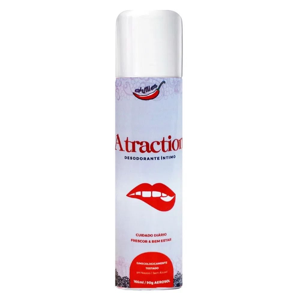 DESODORANTE INTIMO ATRACTION CHILLIES Desodorante intimo atraction, foi especialmente desenvolvido ginecologicamente e dermatologicamente testado com uma formula suave para mulheres que se preocupam com o bem-estar. DESODORANTE INTIMO ATRACTION CHILLIES