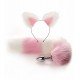 KIT GATINHA PLUG COM RABO E TIARA ROSA COM BRANCO Plug Anal Rabo de Raposa em aço com formato cônico que facilita a penetração, produzido em aço inoxidável e polido a mão, com calda na base extremamente macia, similar a um rabo de raposa. KIT GATINHA PLUG COM RABO E TIARA ROSA COM BRANCO