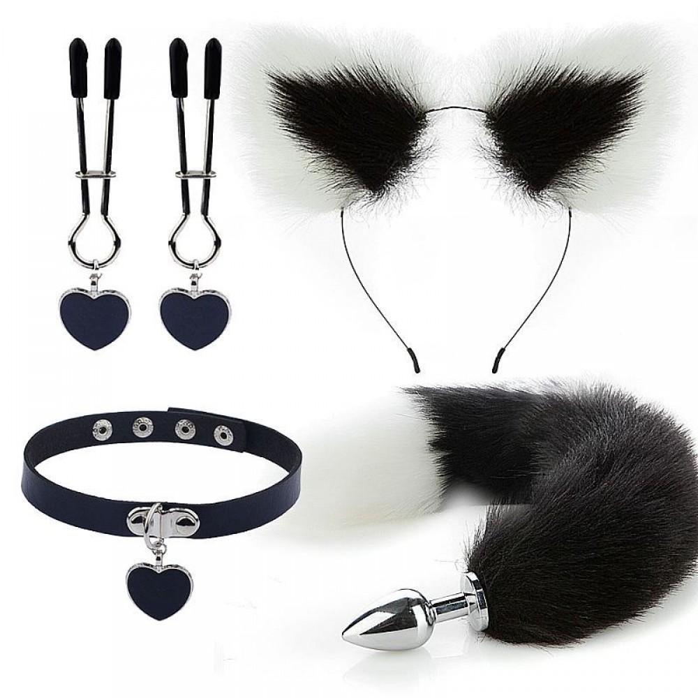 KIT RABO DE RAPOSA COM TIARA DE ORELHAS 7344