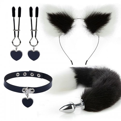 KIT RABO DE RAPOSA COM TIARA DE ORELHAS 7344