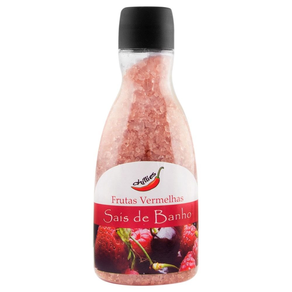 Sais de banho Frutas vermelhas 80grs Sais De Banho Chillies: É uma combinação de sais aromáticos que irão transformar seu banho em um momento de puro prazer. Sais de banho Frutas vermelhas 80grs