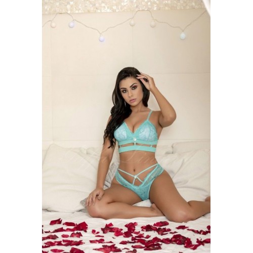 CONJUNTO EM RENDA VERDE 7012