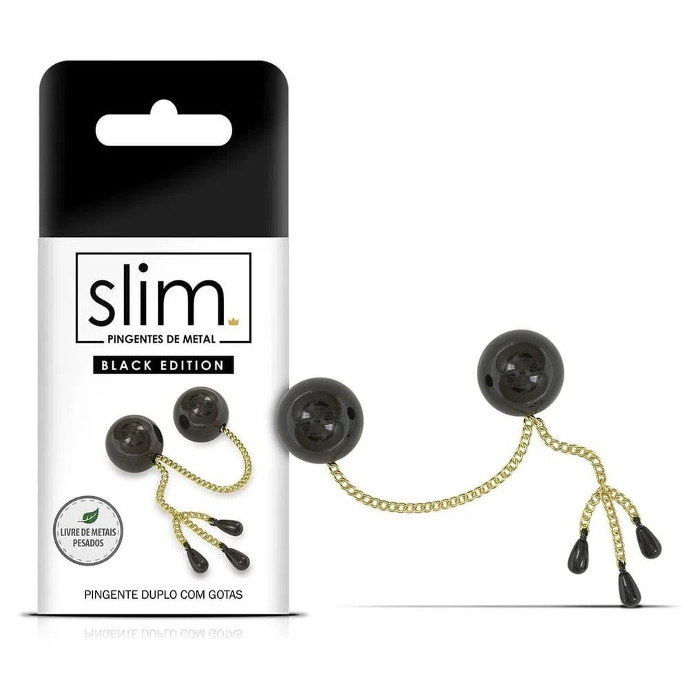 PINGENTE DUPLO DE METAL COM GOTAS SLIM 2,4CM SEXY FANTASY