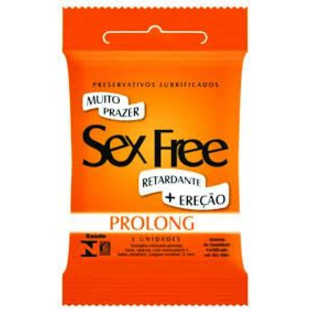 PRESERVATIVO SEX FREE - PROLONG COM 3 UNIDADES