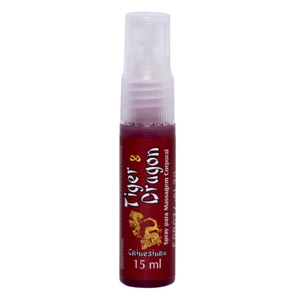 TIGER E DRAGON SPRAY 15ML Tiger & Dragon Spray, a mesma fórmula que a famosa pomada Chinesinha
é um excitante que proporciona sensação de aquecimento em contato com a
pele. TIGER E DRAGON SPRAY 15ML