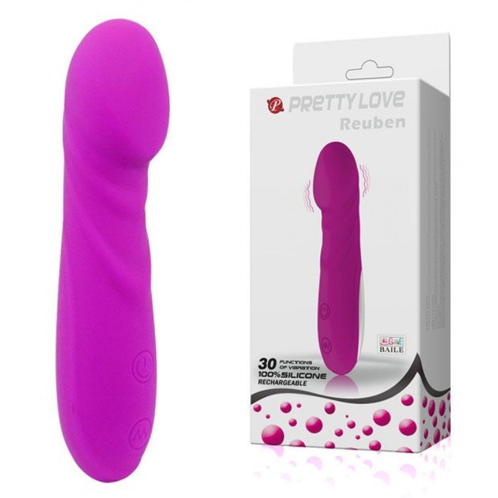 VIBRADOR REUBEN 5393 Pretty Love Reuben é um vibrador recarregável de ponto G, fabricado em silicone soft touch, material macio e suave ao toque, com glande realística definida. VIBRADOR REUBEN 5393