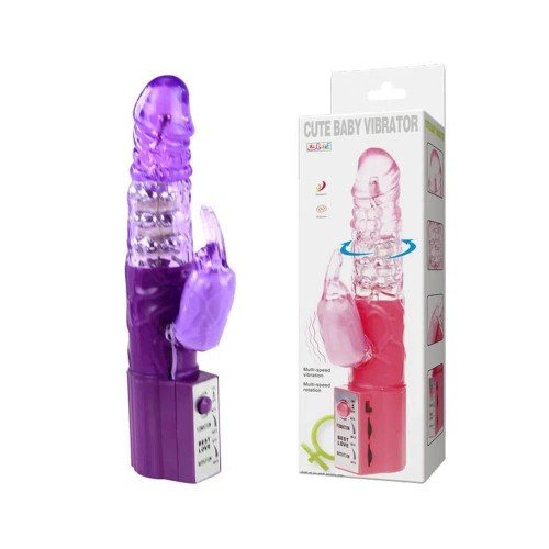 VIBRADOR ROTATIVO COM PÉROLAS COELHO ROSA  BW004101